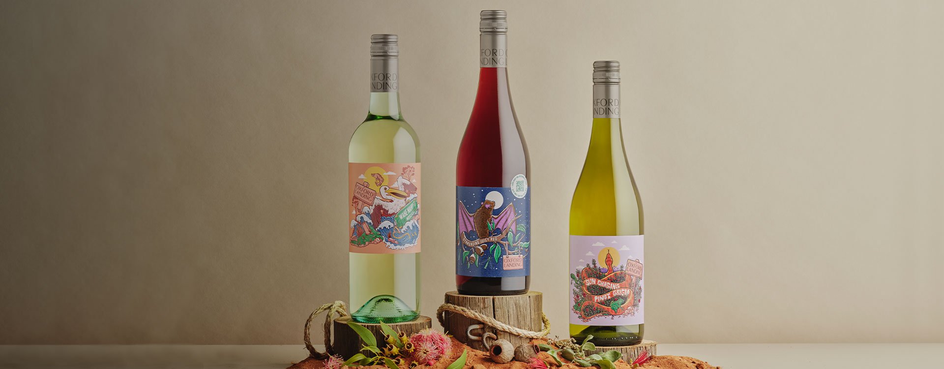 a product shot of all 3 wines in the riverlife by oxford landing range